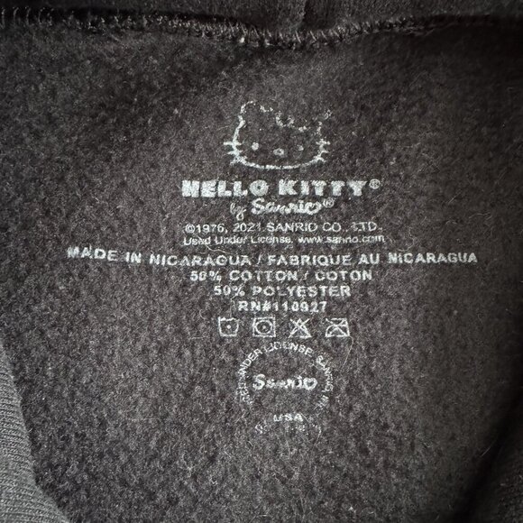 Hello Kitty Kanji Hoodie Sweatshirt Womens Small / Med Black Graphic Tokyo - Picture 6 of 6